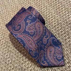 Robert Talbott Mens Silk Paisley Necktie Blue Red Formal Heritage Old Money